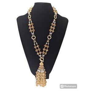 Joan Rivers Day/Night Swarovski Crystal Necklace 26-29" With Removable 5" Tassle